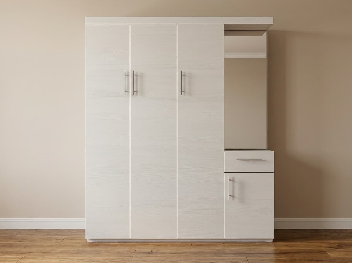 Modern Multi-Functional 4-Door Wardrobe & Integrated Dresser Combo