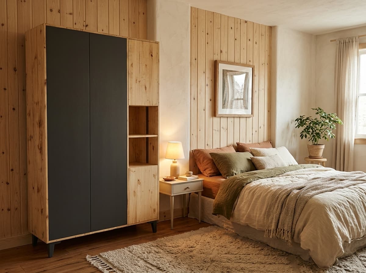 Modern, minimalist freestanding wardrobe