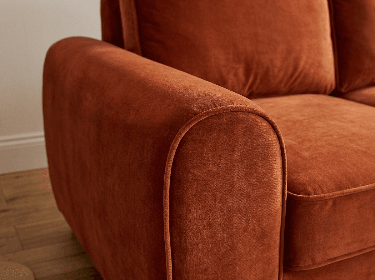 Terracotta velvet 2-seater sofa