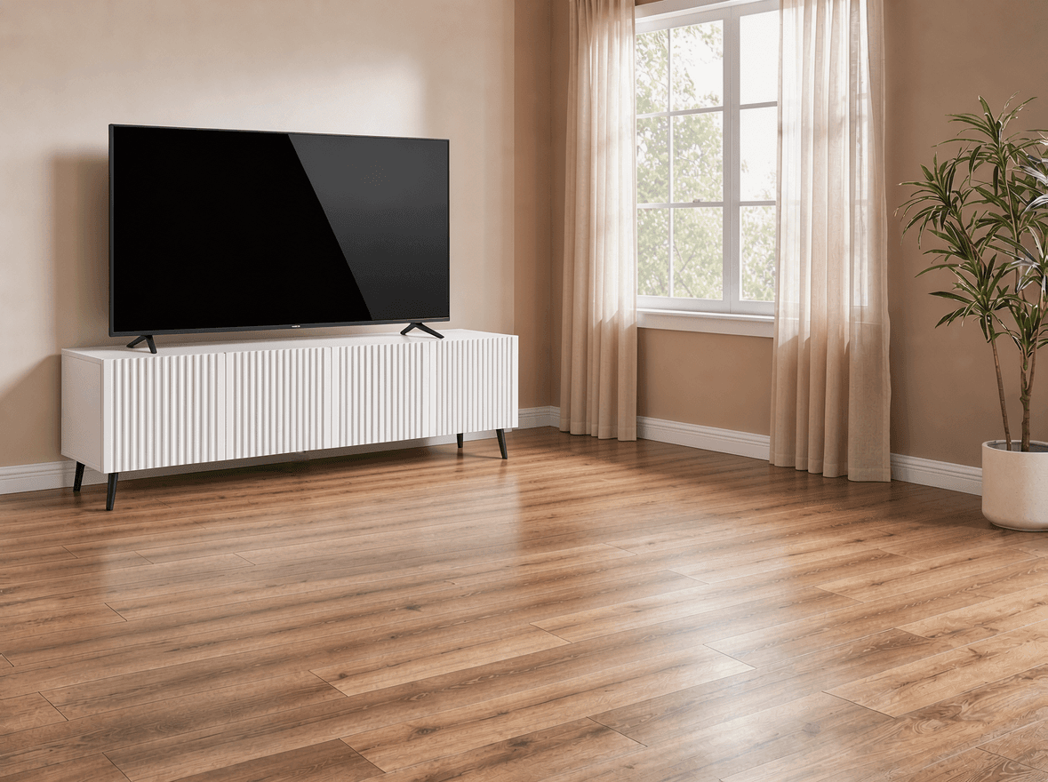 Modern White engineered wood Tv console