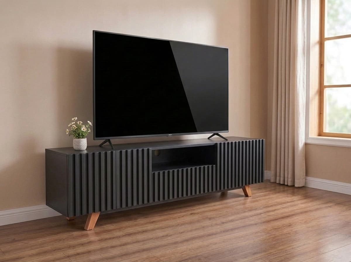 Modern White engineering Wood Floor Standing TV Entertainment Unit Set